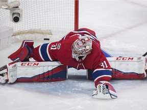 Carey Price is scored on by Edmonton Oilers' Jujhar Khaira during second-period action in Montreal, Saturday, Dec. 9, 2017.