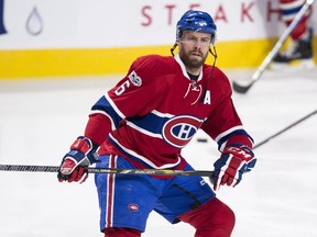 Canadiens defenceman Shea Weber skates during warmup before game against the Nashville Predators at the Bell Centre in Montreal on March 2, 2017.