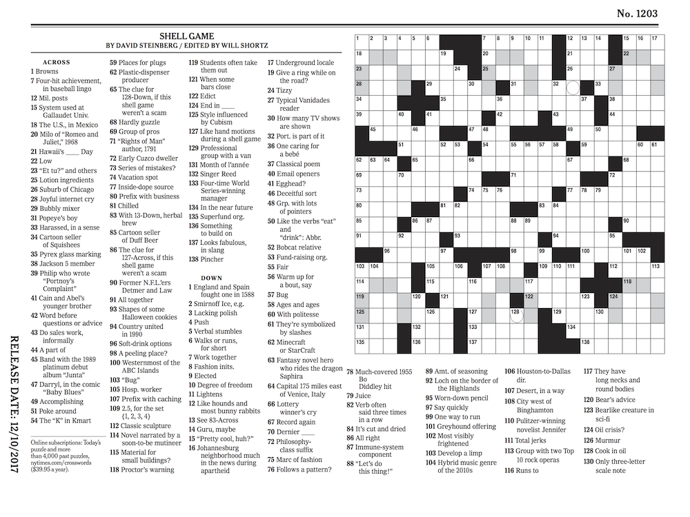 Our mistake: Correct grid for New York Times Sunday crossword
