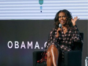 Former first lady Michelle Obama speaks at the Obama Foundation Summit in Chicago Nov. 1, 2017.