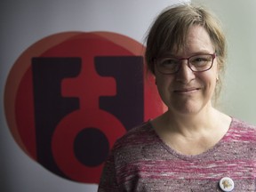 New President of the Federation des femmes du Quebec (FFQ) Gabrielle Bouchard is seen in her office, Tuesday, December 5, 2017 in Montreal. Bouchard is the first trans woman to lead Quebec's main woman's rights organization.