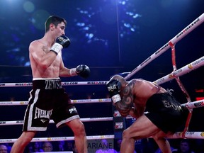 Trois-Rivières welterweight Mikaël Zewski, left, proved to be too much for Argentina's Martin Enrique Escobar, stopping him in the second round of their Montreal Casino fight on Thursday, Dec. 7.