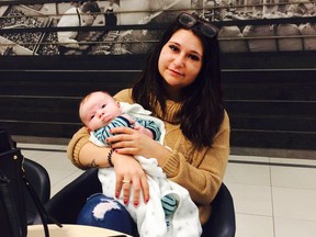 Sabryna Mongeon with her nephew and godson, Lucas, before the accident. When she awoke Thursday, she asked for one of his blankets, "for the baby smell," sister Samantha said.