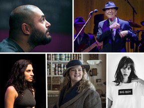 Clockwise from top left: Wassim El-Mounzer; Leonard Cohen; Charlotte Cardin; Debbie Lynch-White; Michaela Di Cesare.