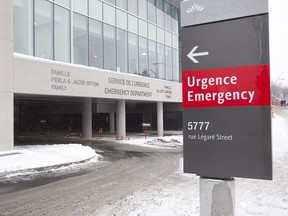 Outside of the entrance at the Jewish General Hospital emergency ward in Montreal on Thursday January 08, 2015.
