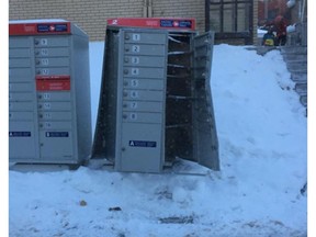 Icy conditions are to blame for a community mailbox in Dorval that was damaged by a snow-removal vehicle over the holidays.