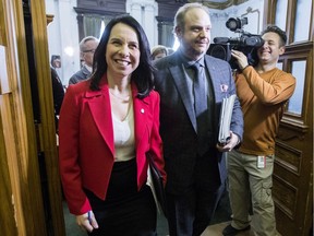 Montreal Mayor Valerie Plante with executive committee chairman Benoit Dorais after delivering her administration's first budget Jan. 10, 2018.