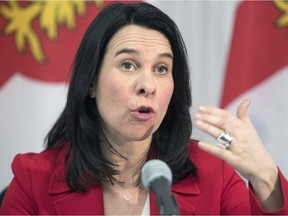 Montreal Mayor Valerie Plante answers a reporter's question after delivering her administration's first budget in Montreal Wednesday Jan. 10, 2018.