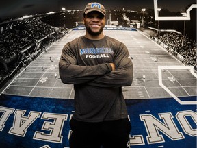 Université de Montréal Carabins receiver Régis Cibasu in Montreal on Thursday, Jan. 11, 2018.