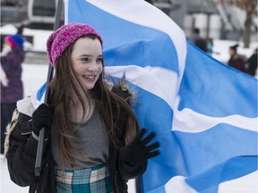 Rebecca Matulina takes part in the St. Andrew's Society of Montreal's Great Canadian Kilt Skate Montreal in the Old Port, January 20, 2018.
