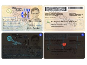 The new design for the ID cards for the Régie de l’assurance maladie du Québec replaces the old brown and orange background with a pale yellow. It also incorporates security features.