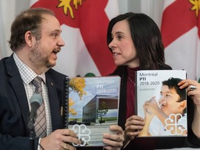 Montreal Mayor Valérie Plante and city councillor Benoit Dorais unveil the 2018-2020 capital works budget Jan. 31, 2018.