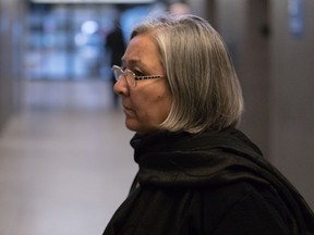 Hanim Sen, the mother of Fehmi Sen, at the Montreal courthouse in November. Two men have been charged with first-degree murder in his death.