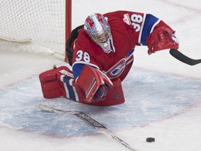 Canadiennes goaltender Emerance Maschmeyer, seen her in November, stopped 51 of 52 shots in two wins against the Calgary Inferno this weekend.