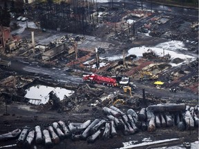 July 2013: The aftermath of the train derailment in Lac Mégantic.