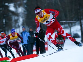 Quebecer Alex Harvey takes 3rd place during the FIS Nordic World Cup Men's CC 15 km C Mass Start Tour de ski on Saturday, Jan. 6, 2018, in Val di Fiemme, Italy.