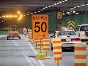 Construction work on the Ville Marie Expressway.