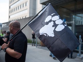 La Meute holds a rally in Quebec City, Canada, on August 20, 2017.
