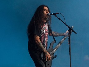 Tom Araya of Slayer performs at the 2010 Heavy MTL festival at Parc Jean-Drapeau in Montreal.