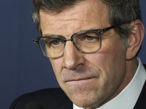 Montreal Canadiens general manager Marc Bergevin speaks to reporters during a news conference in Montreal, Sunday, Jan. 7, 2018.