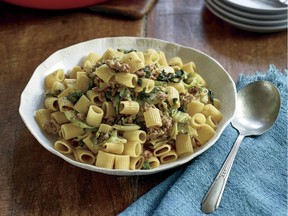 Lidia Matticchio Bastianich uses sweet Italian sausages for her rigatoni, but any flavourful variety will do.