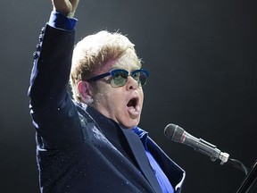 Elton John at Montreal's Bell Centre in February 2014.