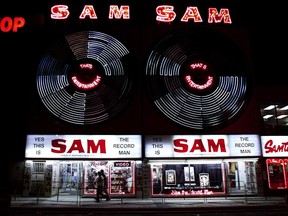 Sam The Record Man on Yonge St. in Toronto was brilliant in 2001. The icon sign will be relit two blocks from the original location.