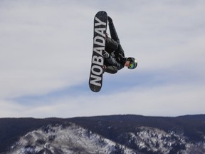 Max Parrot ofr Bromont  gets air during the slopestyle qualifiers at the winter X-Games on Thursday, Jan. 25, 2018, in Aspen, Colo.