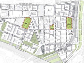 City of Montreal's plan for three new parks in Griffintown.