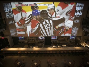 All eyes are on 1909 Taverne Moderne's mega-screen when there's a game next door at the Bell Centre.