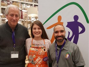 AMCAL Family Services recently received a $12,000 donation from the Home Depot Foundation. Martin Walpert (AMCAL) (left to right), Adriana (Home Depot Pointe-Claire) and Christian Kishfy (AMCAL).