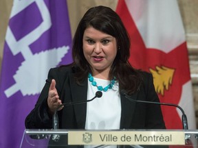 Cree lawyer Marie-Eve Bordeleau was introduced Friday by Montreal Mayor Valérie Plante as the city's commisioner of Indigenous affairs. (Dave Sidaway / MONTREAL GAZETTE)