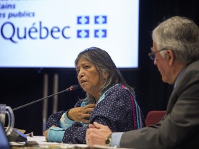 Mohawk elder Sedalia Kawennotas speaks alongside commissioner Jacques Viens at the Viens Commission, a public inquiry into the mistreatment of Indigenous people in Quebec, taking place at Palais des Congrès in Montreal, Tuesday February 13, 2018. "I see this inquiry as a concrete step toward reconciliation," Tamara Ainscow writes.