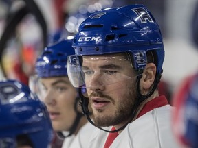 Laval Rocket defencemen Eric Gelinas during practice at Place Bell in Laval on Tuesday, February 13, 2018.