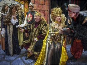 Members of the The Hudson Music Club rehearse for their presentation of the comedy, Once Upon a Mattress, at the Hudson Village Theatre on Sunday.