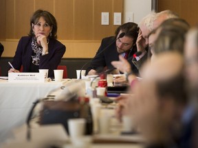 Kathleen Weil, the minister responsible for relations with English-speaking Quebecers, listens to exchanges among members of the anglophone community at a one-day forum at Concordia University on Feb. 16, 2018.