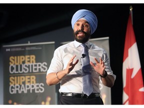 Navdeep Bains, Minister of Innovation, Science and Economic Development announces proposals under the $950-million Innovation Superclusters Initiative in Ottawa, Thursday, February 15, 2018.