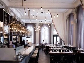 With high ceilings, decorative mouldings and beautiful chandeliers, the decor is spectacular at Brasserie 701.