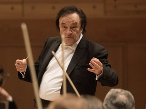 MONTREAL, QUE.: FEBRUARY 18, 2016-- Maestro Charles Dutoit conducts the Orchestre symphonique de Montreal at the Maison Symphonique de Montreal in Montreal on Thursday February 18, 2016. (Allen McInnis / MONTREAL GAZETTE) ORG XMIT: POS1602182103411098