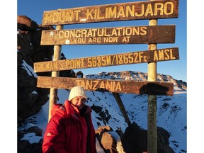 Jane Guest, pictured, climbed Kilimanjaro along with 12 others to raise money for West Island Community Shares. Photo courtesy of Jane Guest
