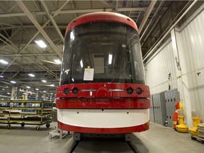 A Toronto streetcar is ready to go at the Bombardier factory in Thunder Bay in 2014.