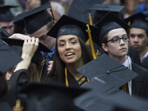 John Rennie High School Grade 11 students look on during their convocation ceremony held at John Abbott College on May 29, 2017.