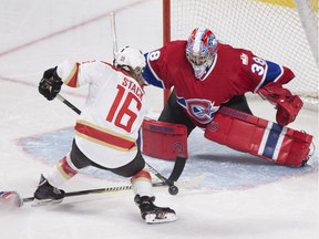 Kunlun Red Star's Kelli Stack, driving in on Canadiennes goaltender Emerance Maschmeyer at the Bell Centre on Nov. 11, scored the only goal in a shootout as Kunlun defeated Les Canadiennes 4-3 on Wednesday in Shenzhen, China.