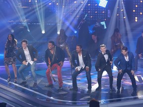 Jackson brothers Tito (third from left) and Marlon (third from right) are among the international stars who have appeared on La Voix. They sang with Season 5 finalists Rebecca Noelle (from left), Ludovick Bourgeois, David Marino and Frank Williams.
