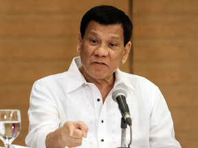 Philippine President Rodrigo Duterte speaks at a press conference in Davao City on Feb. 9, 2018.
