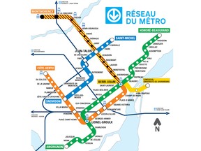 The métro was shut down between Berri-UQAM and Montmorency stations for about an hour Friday afternoon.