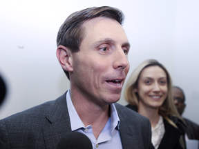 Patrick Brown leaves the Ontario PC Party headquarters after registering to run for its leadership.