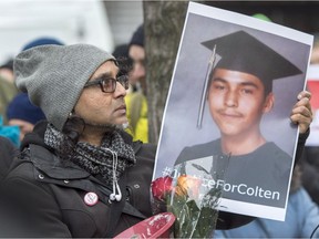 Montrealers held a vigil on Tuesday in support of Colten Boushie's family.