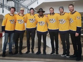 P.K. Subban is joined on his visit to the Montreal Children's Hospital by his Nashville Predators teammates.