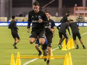 Montreal Impact defender Daniel Lovitz during practice at Olympic Stadium in Montreal on Feb. 1, 2018.